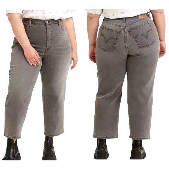Levi's Ribcage Straight Ankle High Rise Jeans Cosmic Chatter Grey Plus 24W - Picture 4 of 13
